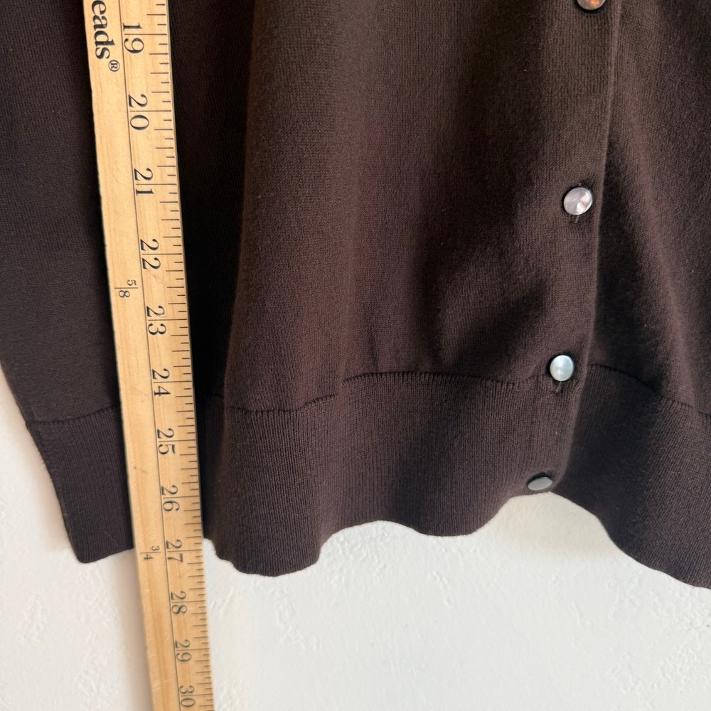 Talbots Woman Chocolate Brown Cardigan 2X Pima Cotton Dark Academia Preppy - Picture 12 of 13